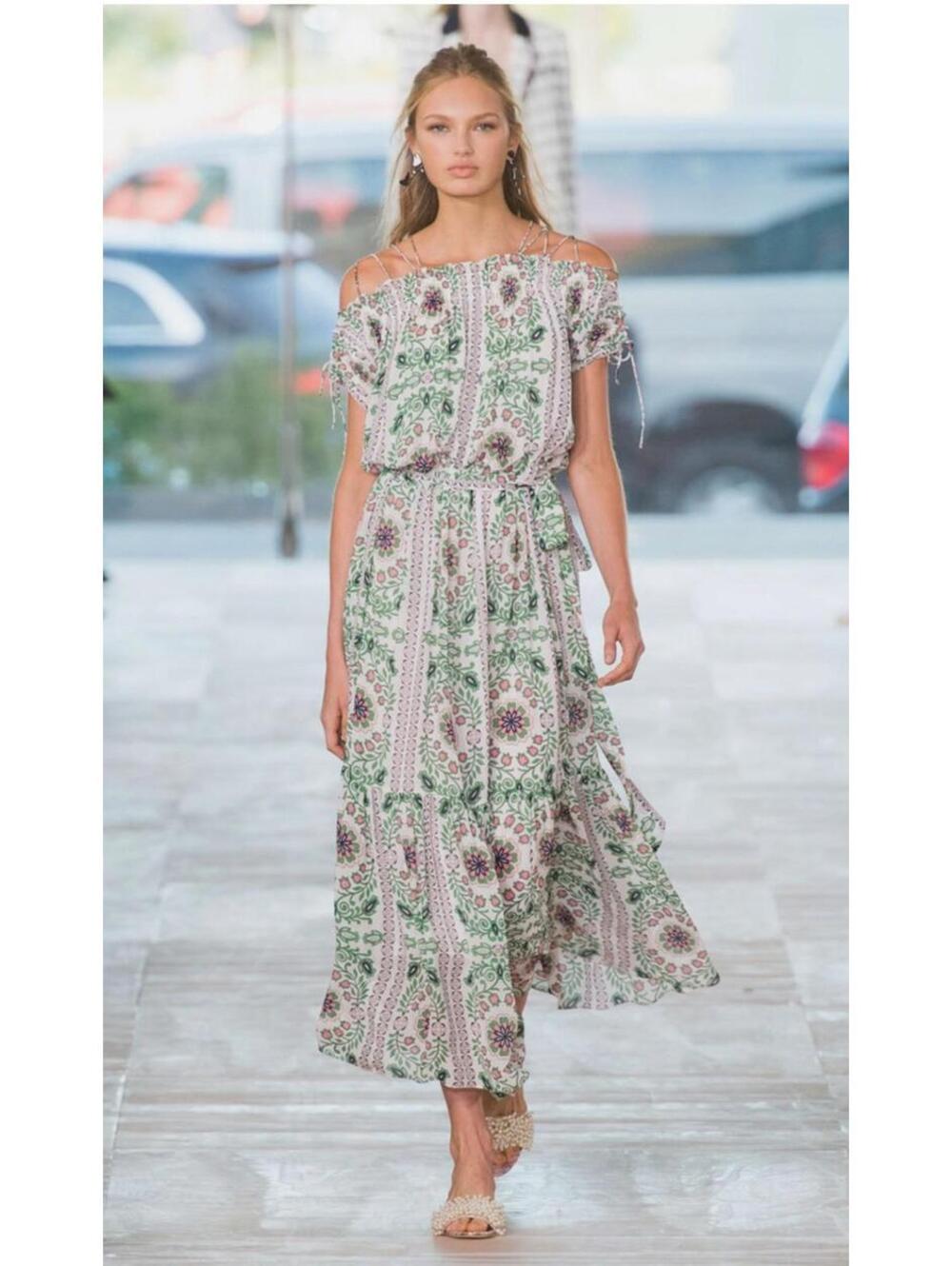 $650 EUC Tory Burch Maxi Dress Silk Runway Garden Party Asilomar Floral Size 8